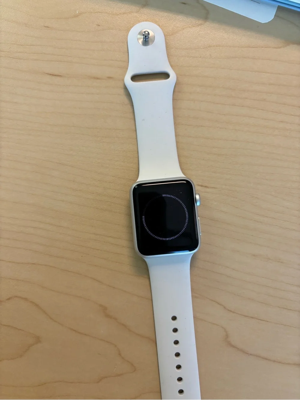 Apple Watch w white sport band w charging cord